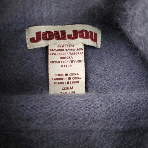 Jou Jou Grey Wool Angora Blend Turtleneck Sweater Womens Med - Picture 7 of 11